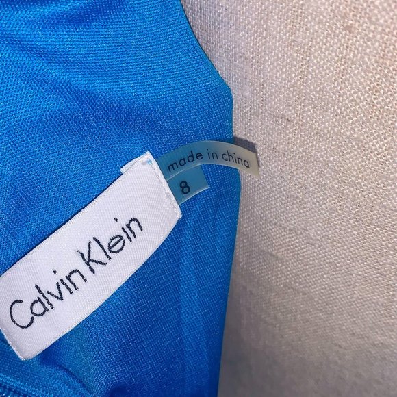 Calvin Klein Blue Floral Halter Maxi Dress 8 - Picture 5 of 7